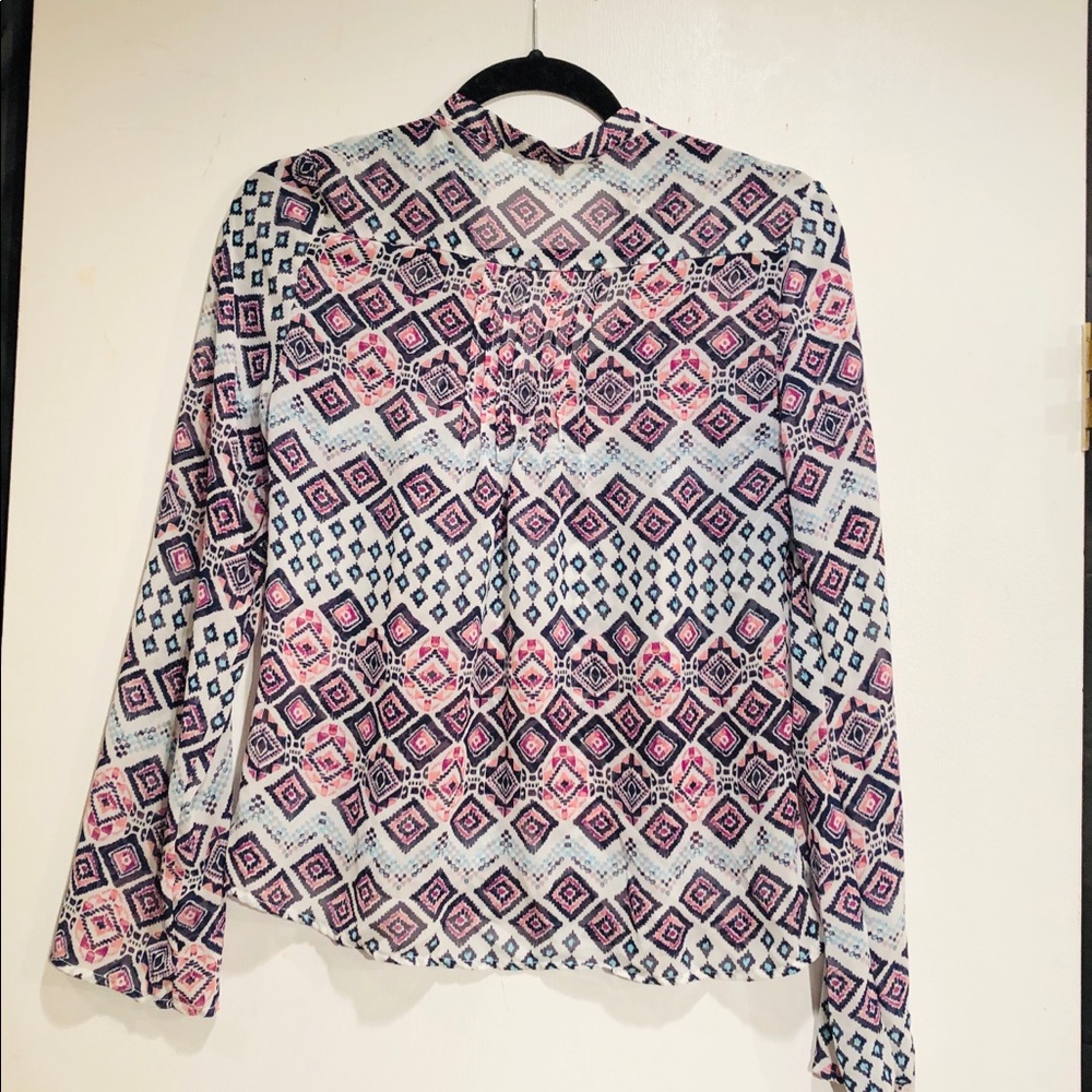 Charlotte Russe Sheer Top.  Size Medium purple, teal and black multi colors - Picture 8 of 15